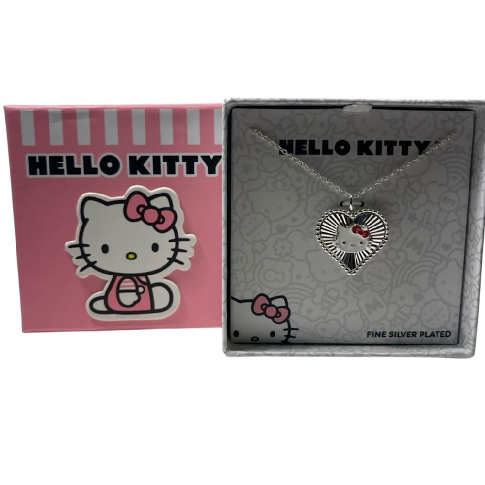 Hello Kitty Fine Silver Plated Heart necklace NWT ***